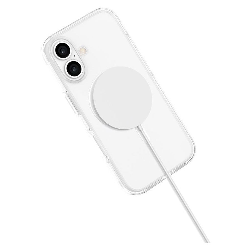 iPhone 16 Lippa Hybrid Plastik Mobil Cover - MagSafe Kompatibel - Gennemsigtig / Hvid