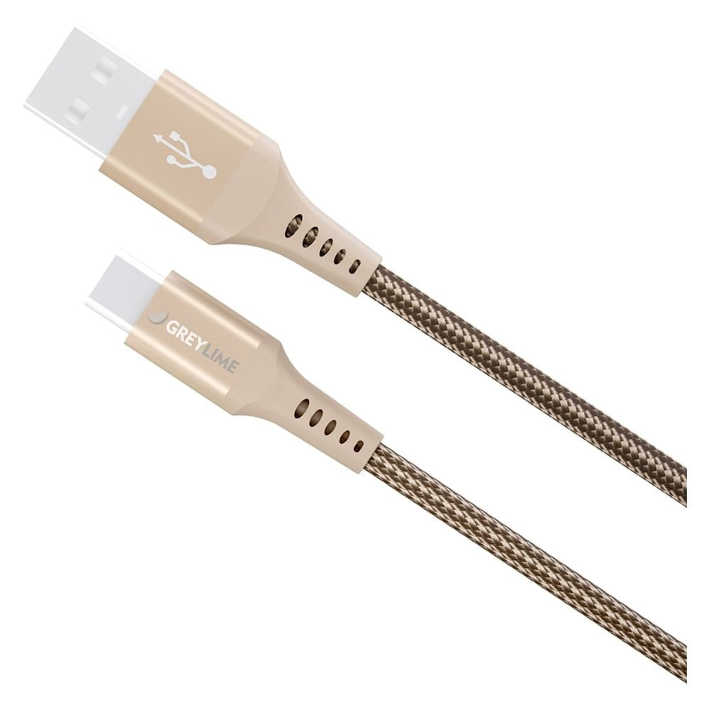 GreyLime 15W Braided USB-A til USB-C Kabel 3 meter - Beige