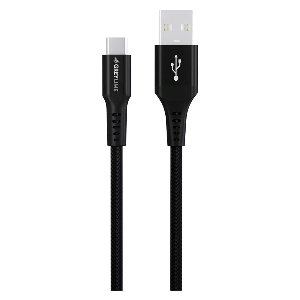 GreyLime 15W Braided USB-A til USB-C Kabel 3 meter - Sort