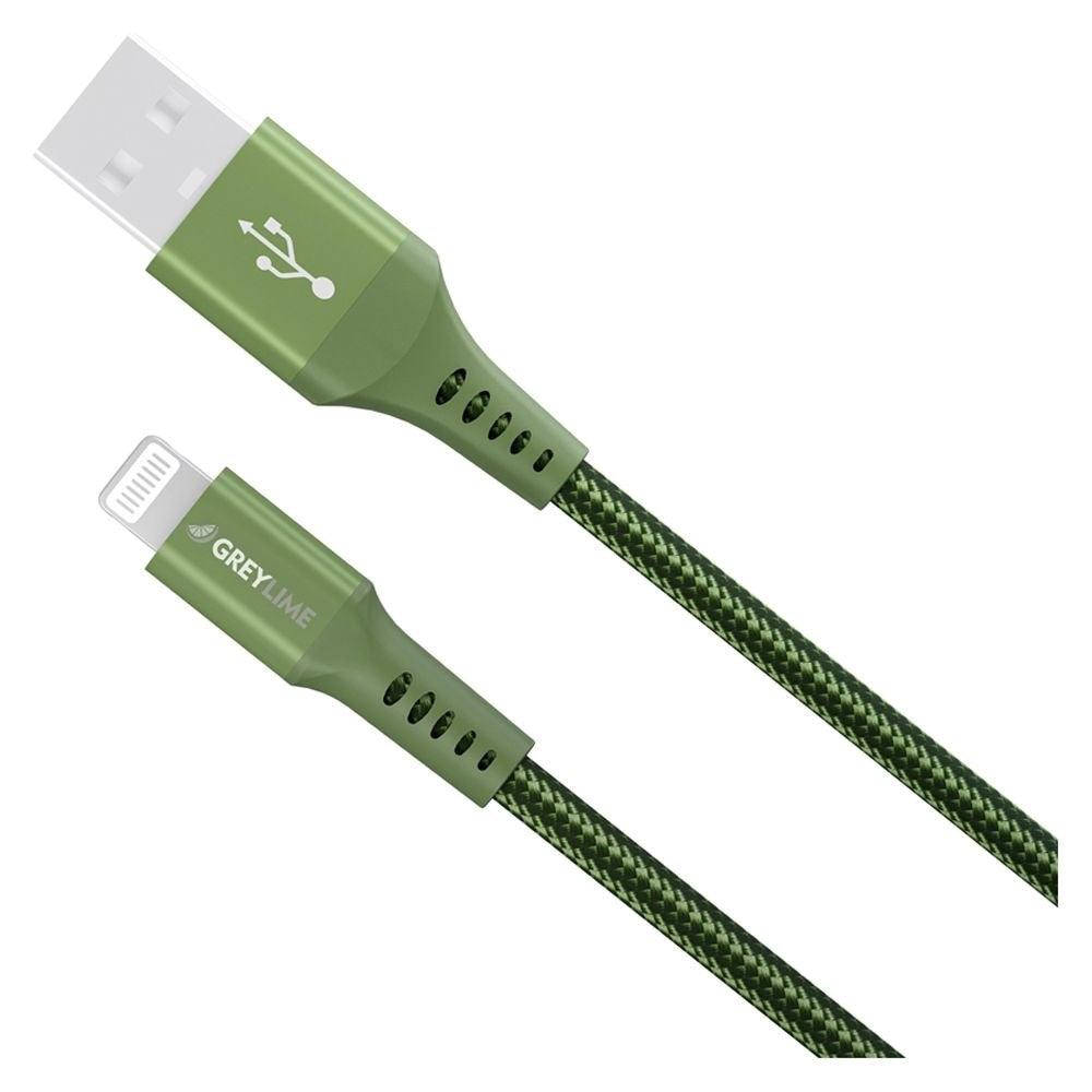 GreyLime 12W Braided USB-A til Lightning Kabel 50 centimeter - Grøn