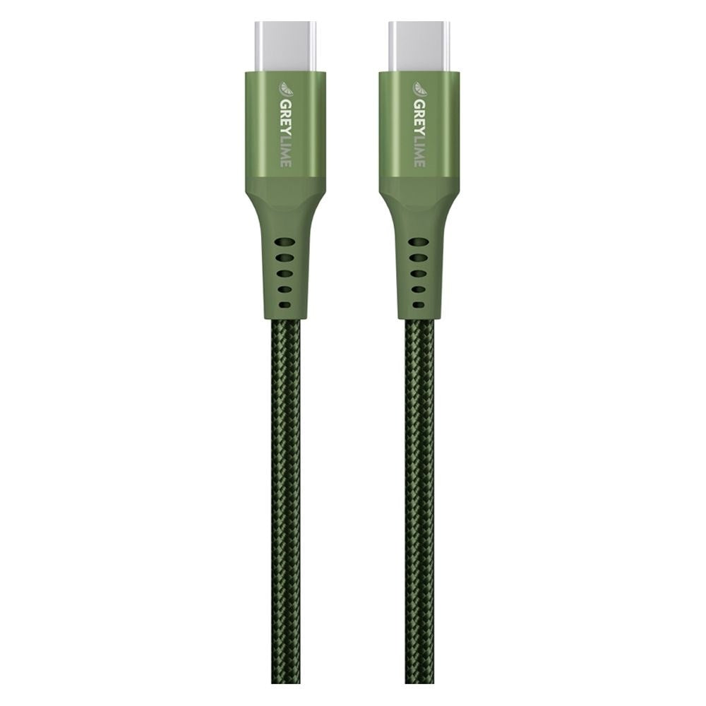 GreyLime 60W Braided USB-C til USB-C Kabel 3 meter - Grøn