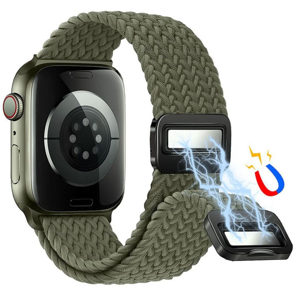 Apple Watch (42/44/SE/45/46/49mm) Nylon Rem Lippa - Magnetisk Lås - Grøn