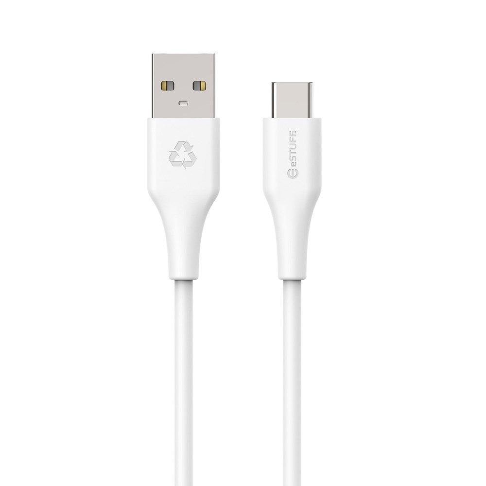 eSTUFF INFINITE USB-C Kabel 60W 2 m - 100% Genbrugsplastik - Hvid