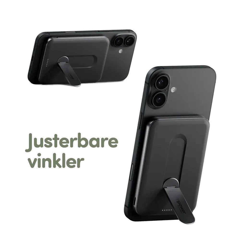 empower by PanzerGlass 5000 mAh empower Bank m. Spin Stand - Qi2 / MagSafe Kompatibel - Space Black