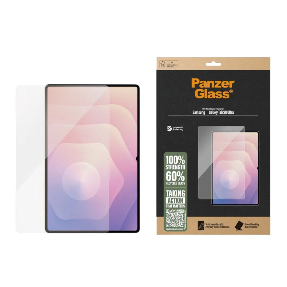 PanzerGlass Samsung Galaxy Tab S11 Ultra Skærmbeskyttelse - Ultra-Wide Fit - Gennemsigtig