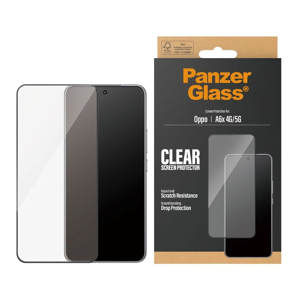 OPPO A6x PanzerGlass Hærdet Beskyttelsesglas - Ultra Wide Fit m. EasyAligner - Gennemsigtig