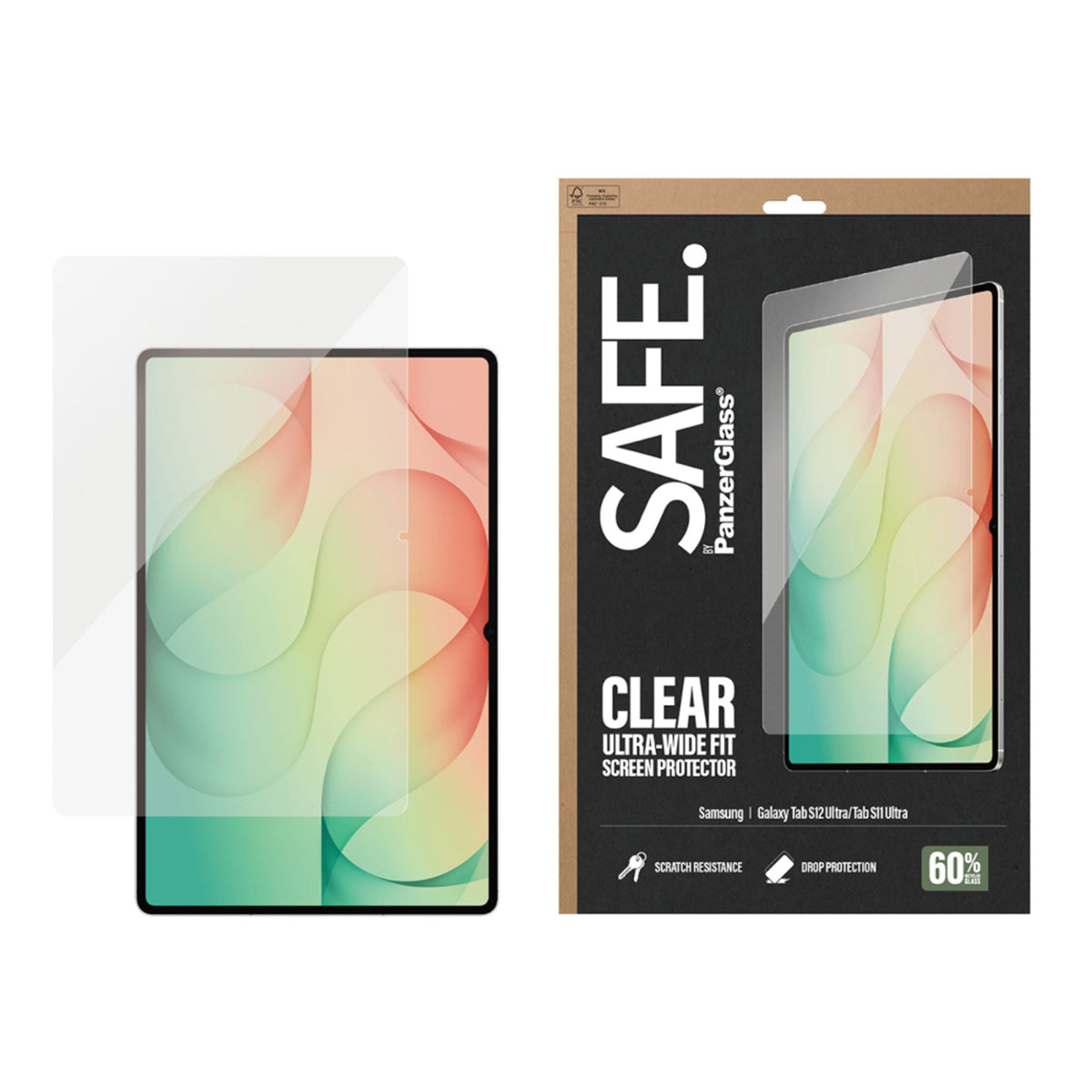 SAFE. by PanzerGlass Samsung Galaxy Tab S12 Ultra / S11 Ultra Ultra-Wide Fit Skærmbeskyttelse - Gennemsigtig
