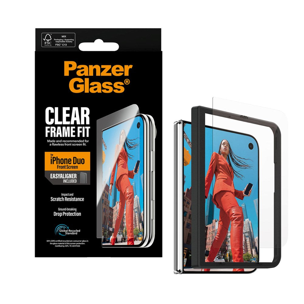 PanzerGlass iPhone Duo Beskyttelsesglas FrameFit med EasyAligner - Gennemsigtig