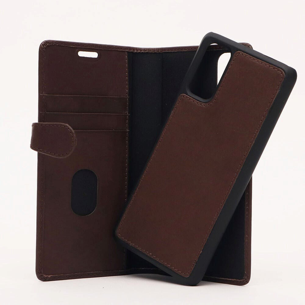 Buffalo - Samsung Galaxy S20 - 2-i-1 Ægte Læder Flip Cover - Brun