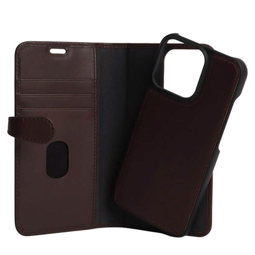iPhone 13 Pro Buffalo 2-in-1 Wallet Ægte Læder Magnet Flip Cover m. Pung - Brun