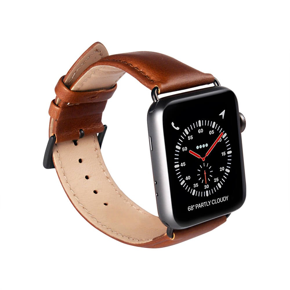 Apple Watch (42/44/SE/45/46/49mm) Buffalo Rem i Ægte Læder - Brun