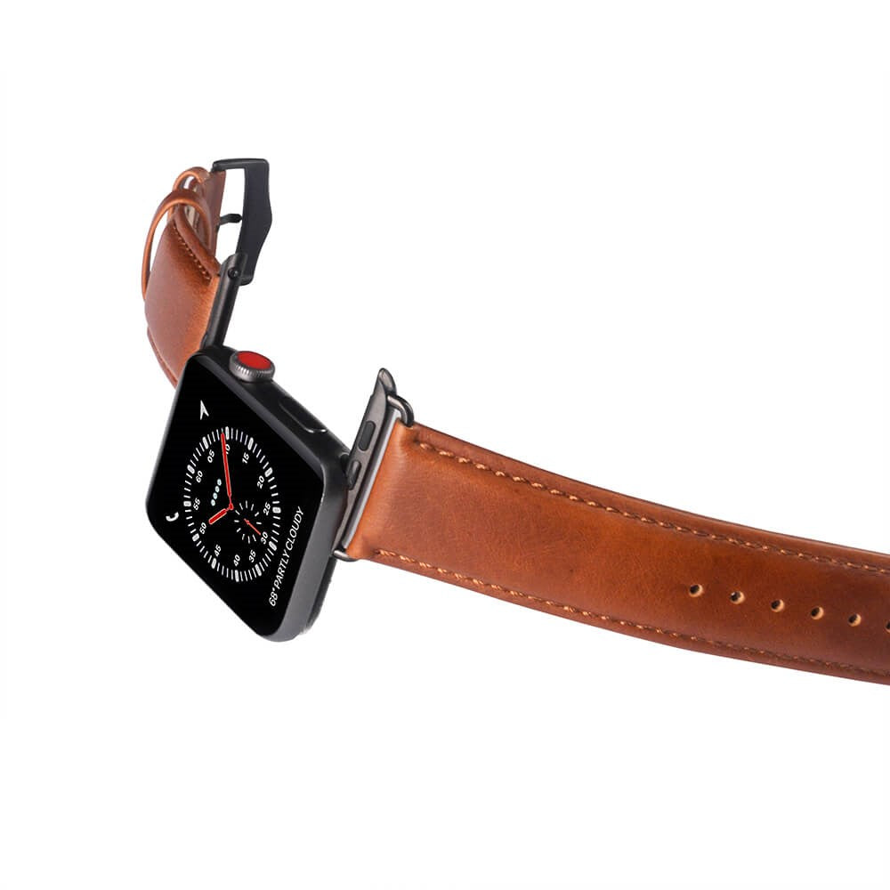 Apple Watch (42/44/SE/45/46/49mm) Buffalo Rem i Ægte Læder - Brun