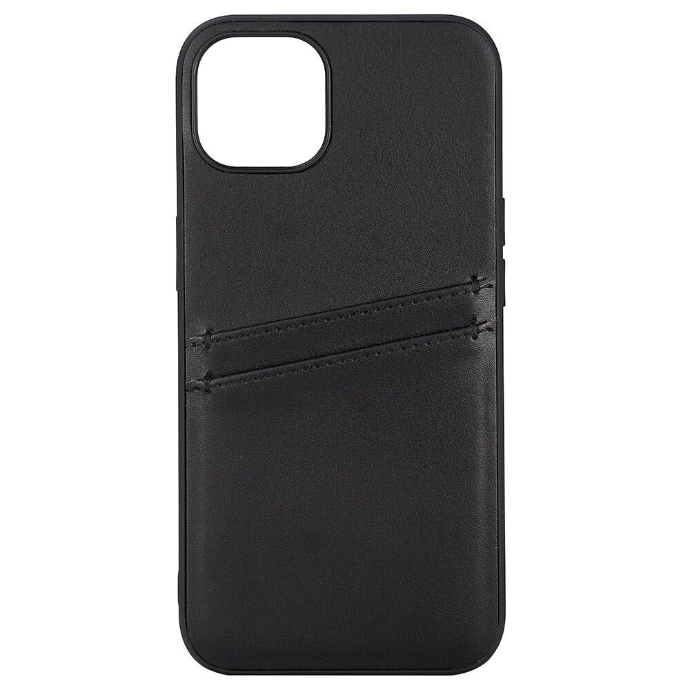Buffalo iPhone 13 Ægte Læder Bagside Cover m. Kortlomme - Sort