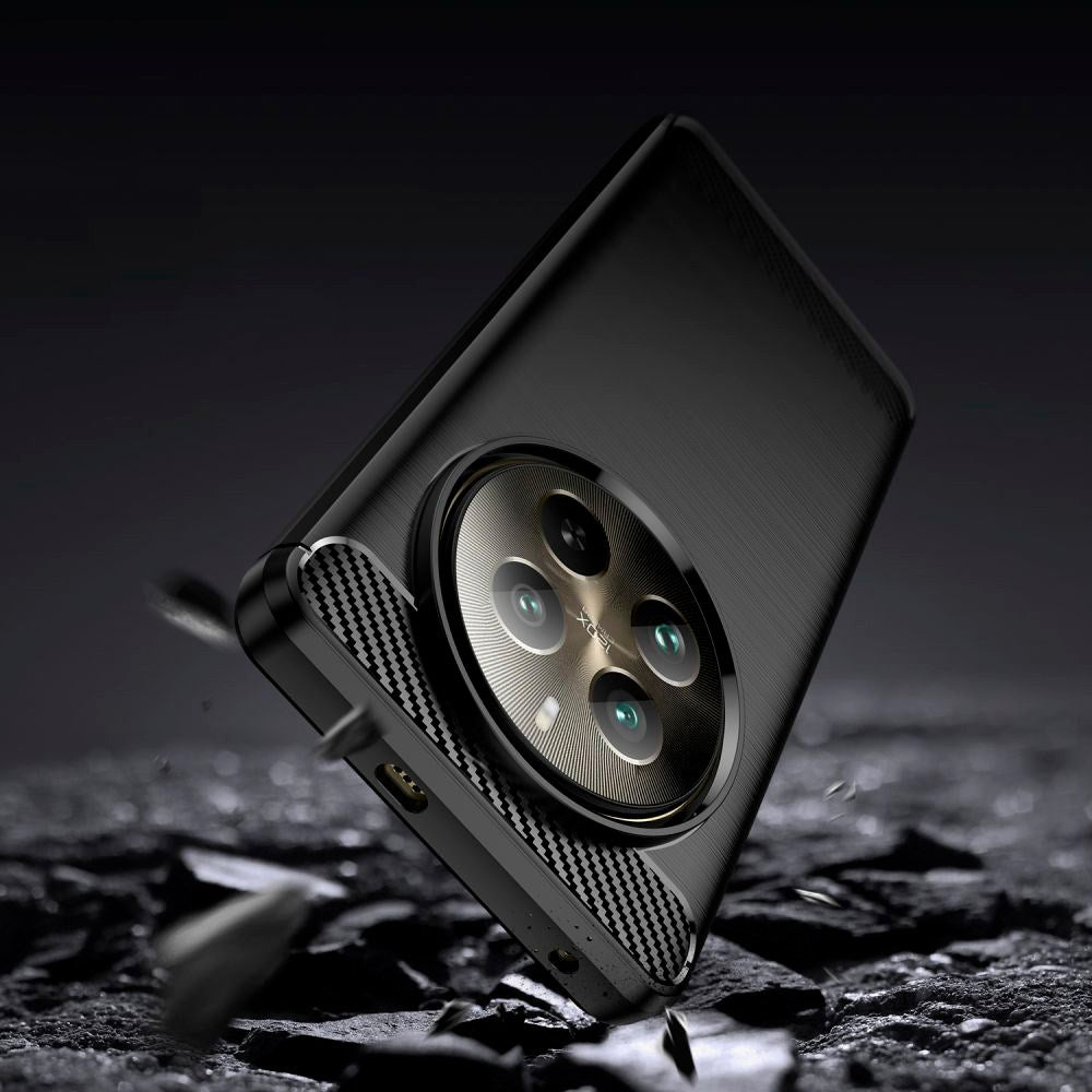 Realme 12 Pro (5G) / 12 Pro+ (5G) Tech-Protect Fleksibelt Plastik Carbon Bagside Cover - Sort