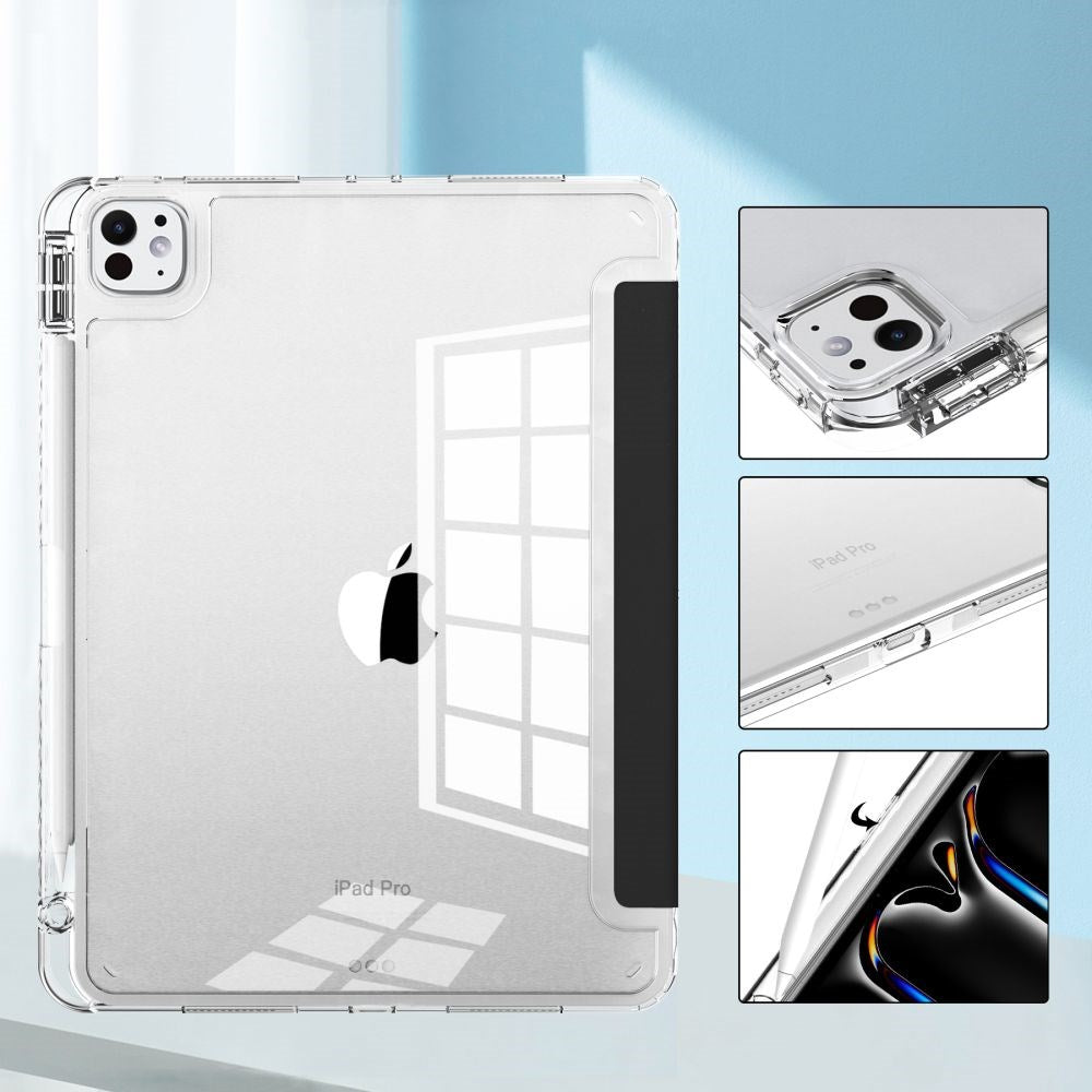 iPad Pro 11" (2025 / 2024) Tech-Protect SC Hybrid Flip Cover m. Apple Pencil Holder - Sort / Gennemsigtig