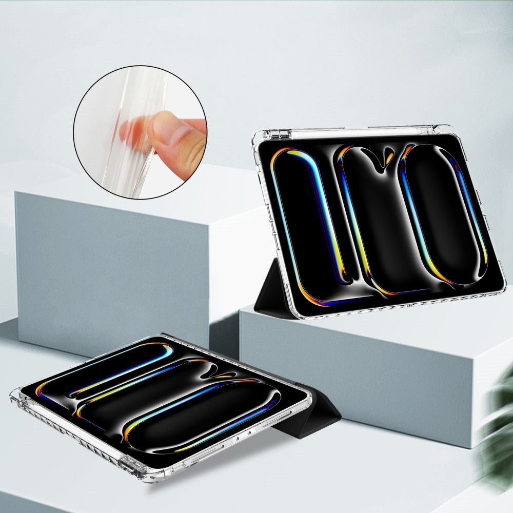 iPad Pro 13" (2025 / 2024) Tech-Protect SC Hybrid Flip Cover m. Apple Pencil Holder - Sort / Gennemsigtig