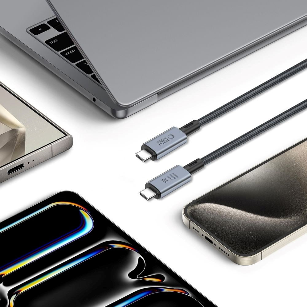 Tech-Protect Ultraboost 8K 40GBPS USB-C til USB-C Kabel PD 240W 2m - Sort