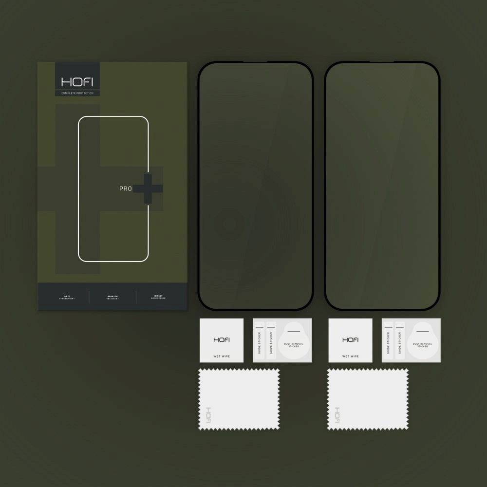 iPhone 17 Pro Max / 16 Pro Max Hofi Glass Pro+ Skærmbeskyttelsesglas - Case Friendly - 2-Pak - Sort Kant