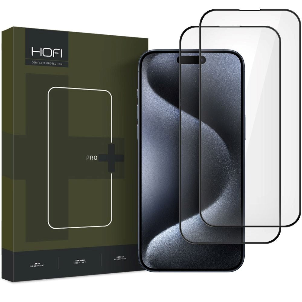 iPhone 17 Pro Max / 16 Pro Max Hofi Glass Pro+ Skærmbeskyttelsesglas - Case Friendly - 2-Pak - Sort Kant