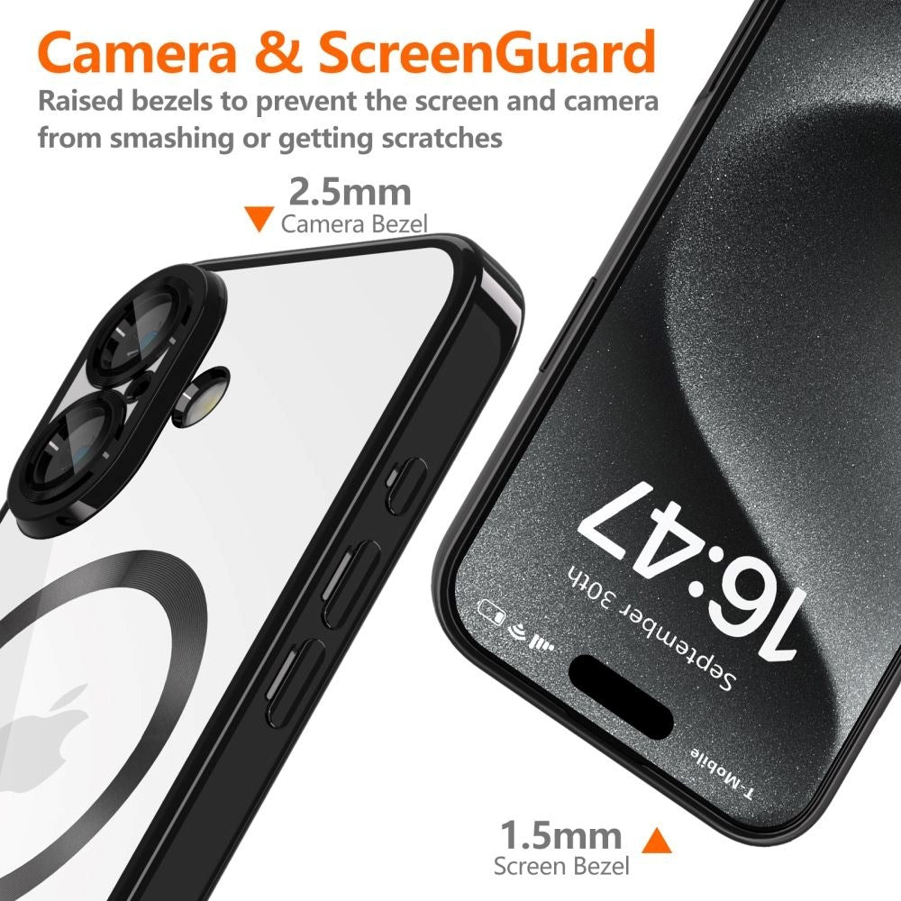 iPhone 16 Tech-Protect Magmat Bagside Cover - MagSafe Kompatibel - Gennemsigtig / Blank Sort