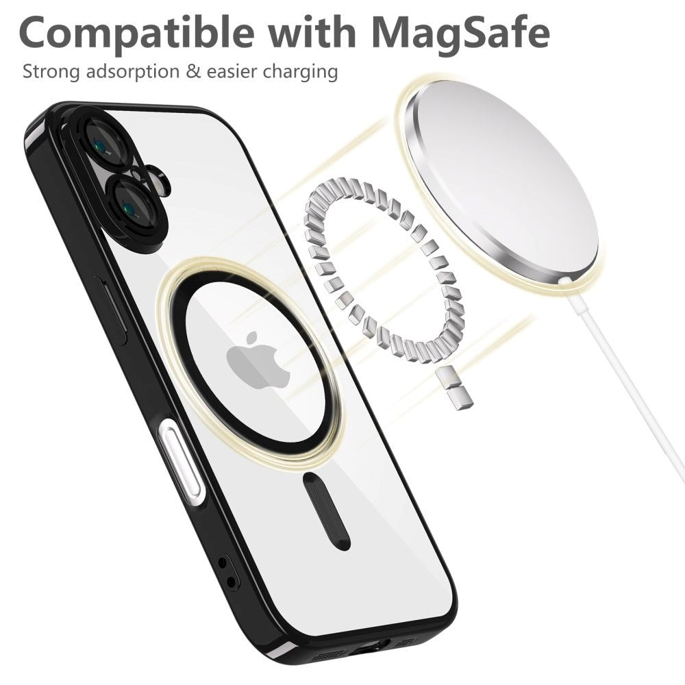iPhone 16 Tech-Protect Magmat Bagside Cover - MagSafe Kompatibel - Gennemsigtig / Blank Sort