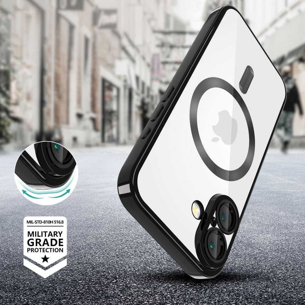 iPhone 16 Tech-Protect Magmat Bagside Cover - MagSafe Kompatibel - Gennemsigtig / Blank Sort