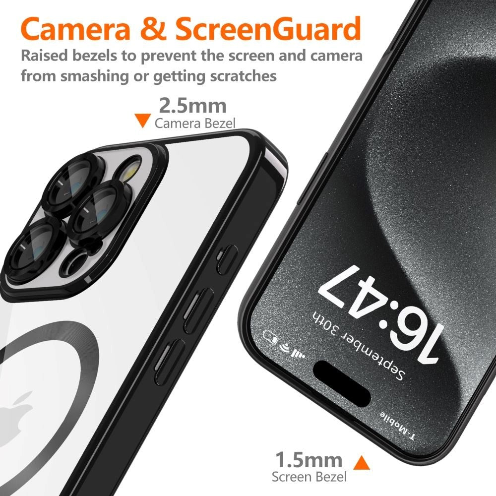 iPhone 16 Pro Max Tech-Protect Magmat Bagside Cover - MagSafe Kompatibel - Gennemsigtig / Blank Sort