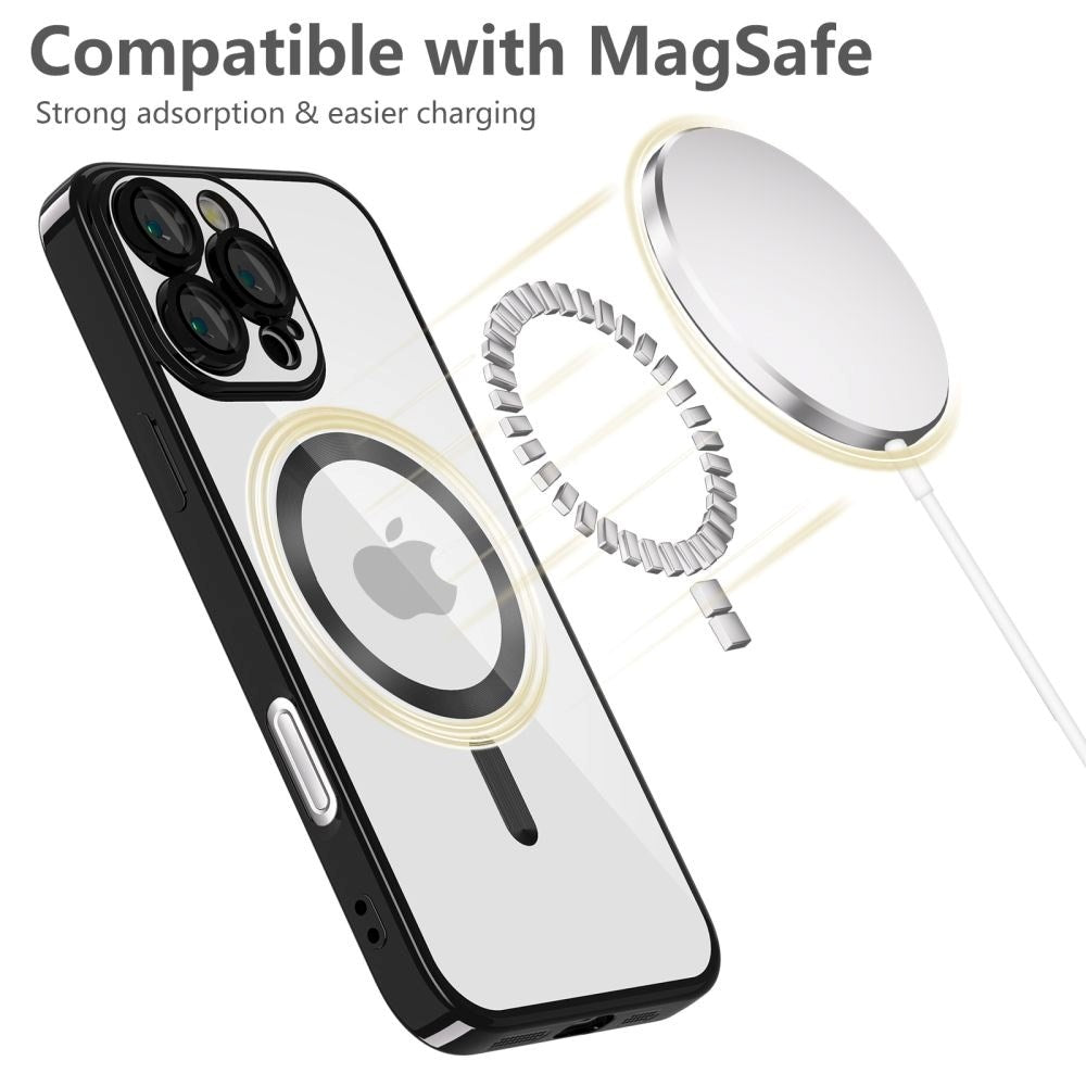 iPhone 16 Pro Max Tech-Protect Magmat Bagside Cover - MagSafe Kompatibel - Gennemsigtig / Blank Sort