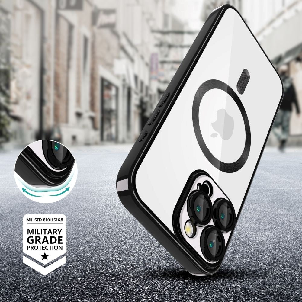 iPhone 16 Pro Max Tech-Protect Magmat Bagside Cover - MagSafe Kompatibel - Gennemsigtig / Blank Sort