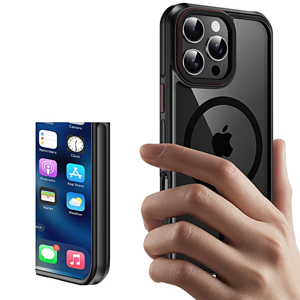 iPhone 16 Pro Max Tech-Protect Maghybrid Bagside Cover - MagSafe Kompatibel - Sort / Rød
