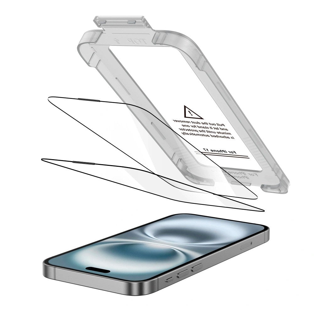 Tech-Protect - iPhone 17 - Quick Set+ Skærmbeskyttelsesglas - 2 stk - Gennemsigtig / Sort Kant