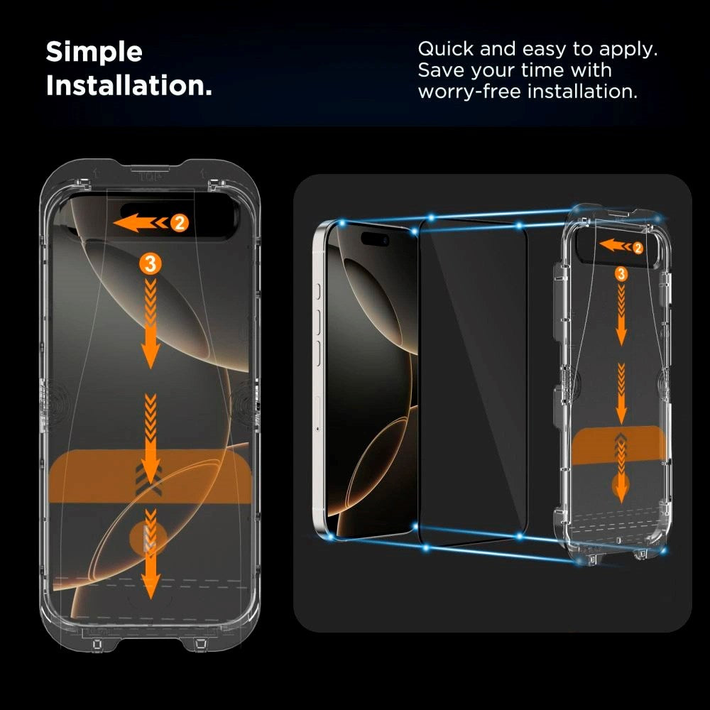 Tech-Protect - iPhone 17 - Quick Set+ Skærmbeskyttelsesglas - 2 stk - Gennemsigtig / Sort Kant