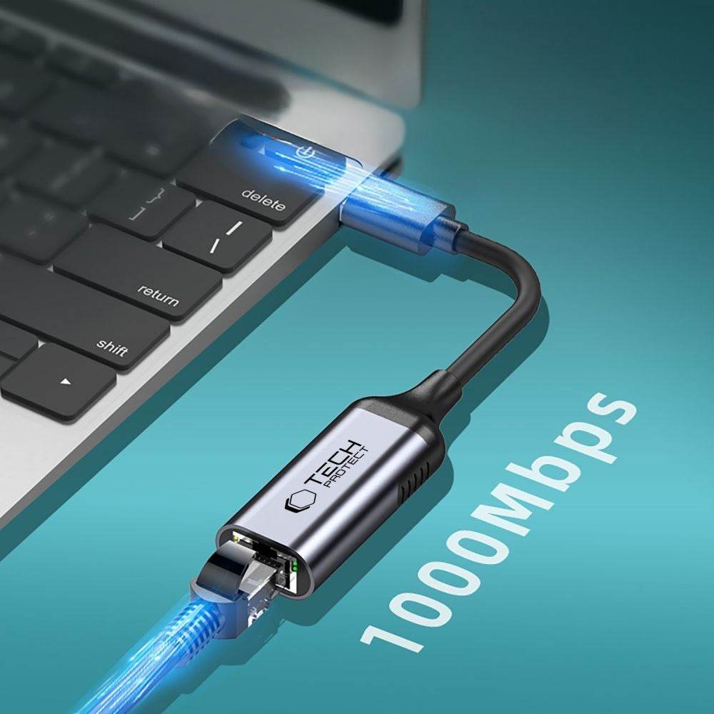 Tech-Protect USB-A 3.0 til Ethernet RJ45 Ultraboost Adapter - 1000Mbps - Sort