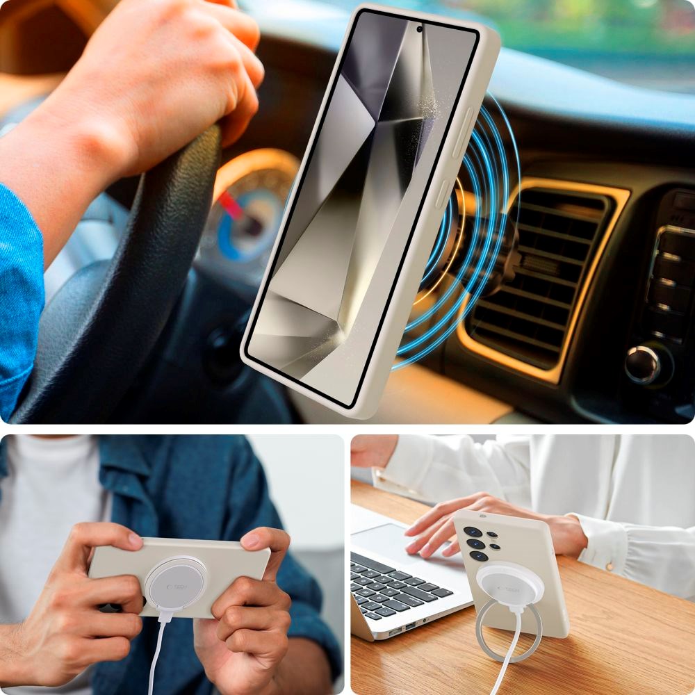 Tech-Protect Silikone Cover - Samsung Galaxy S25 Ultra - MagSafe Kompatibel - Beige