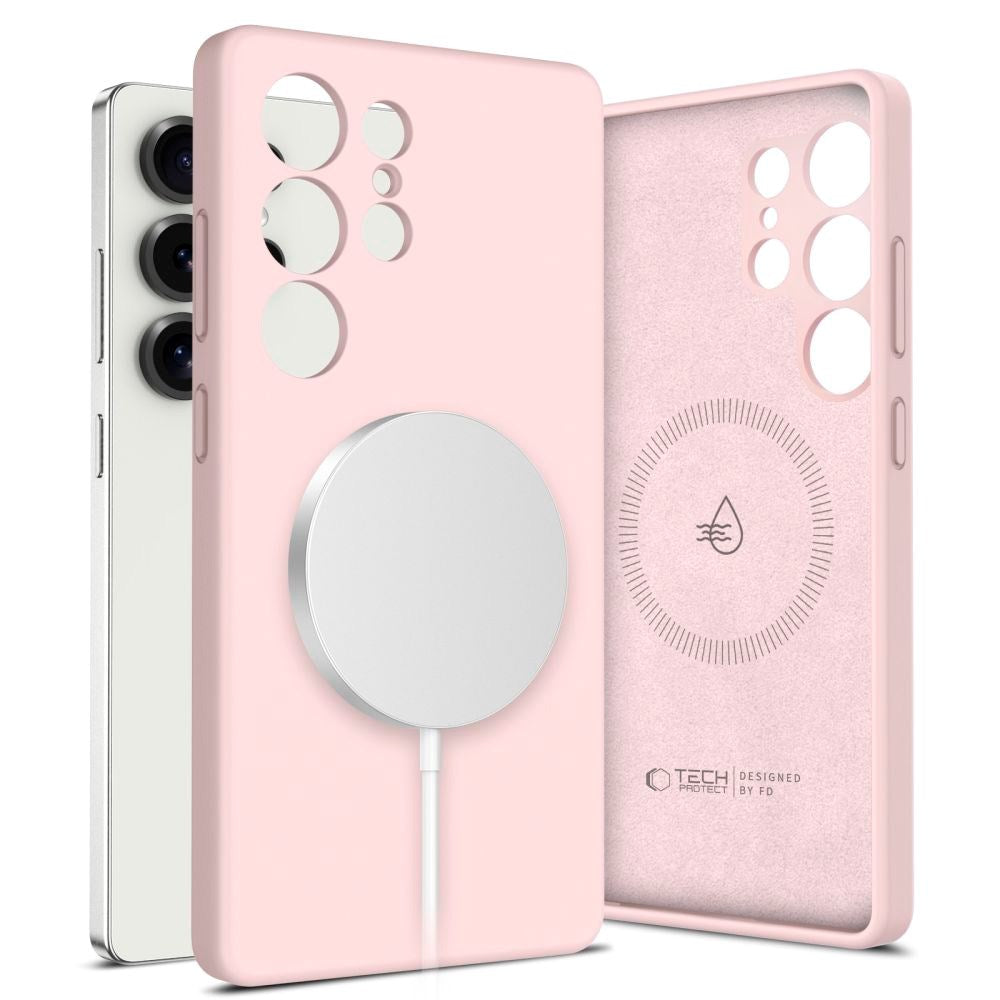 Tech-Protect Silikone Cover - Samsung Galaxy S25 Ultra - MagSafe Kompatibel - Lyserød