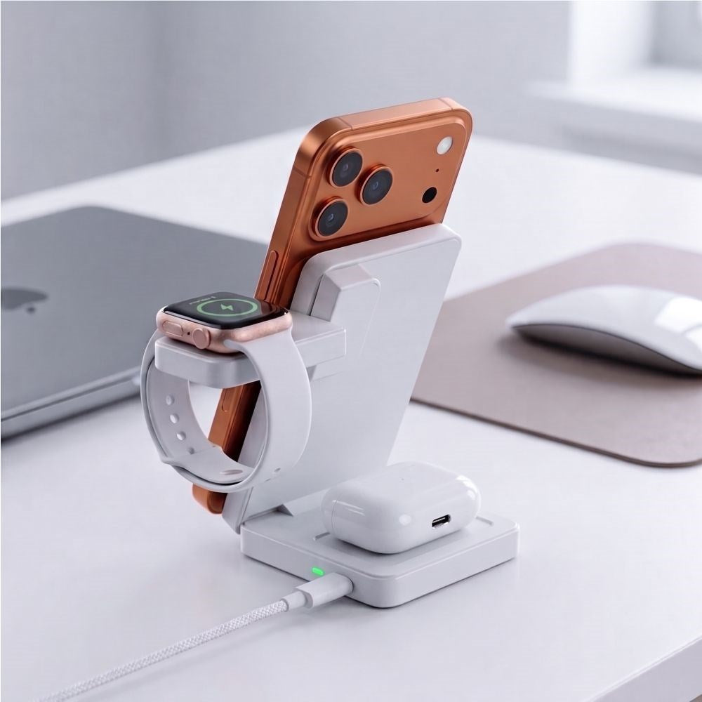 Tech-Protect 3-i-1 Trådløs MagSafe Oplader A56 25W - Hvid