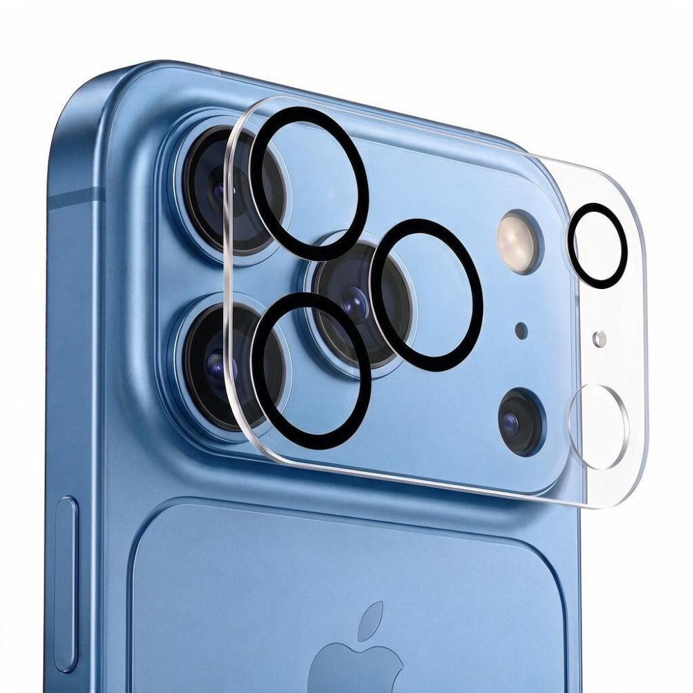 Tech-Protect Cam Fit+ - iPhone 18 Pro - Kameralinsebeskyttelsesglas - Gennemsigtig / Sort