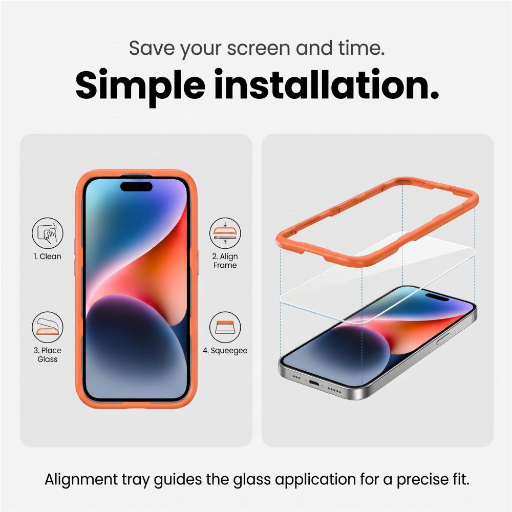 Tech-Protect iPhone 18 Pro Max Easy Set+ 3-i-1 Beskyttelsessæt inkl. Hærdet Skærmbeskyttelsesglas & Kameralinsebeskyttelse - Gennemsigtig