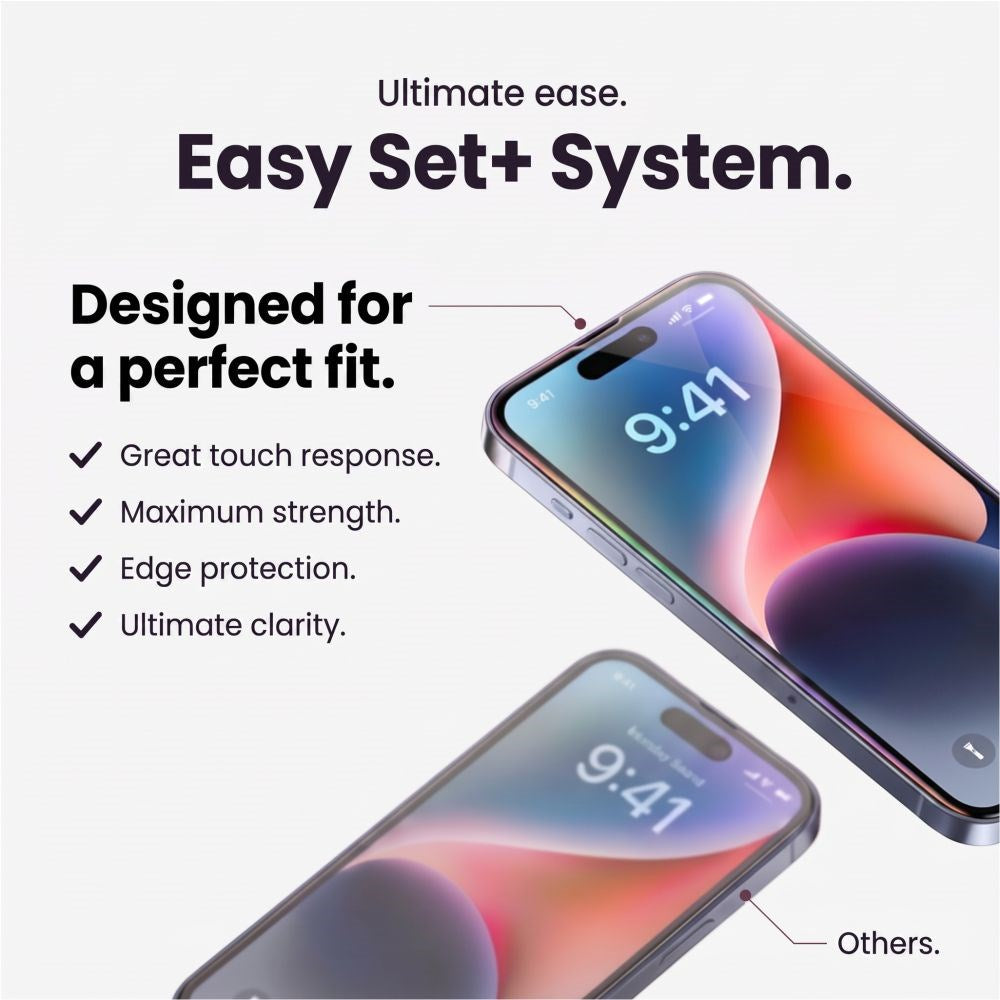 Tech-Protect iPhone 18 Pro Max Easy Set+ 3-i-1 Beskyttelsessæt inkl. Hærdet Skærmbeskyttelsesglas & Kameralinsebeskyttelse - Gennemsigtig
