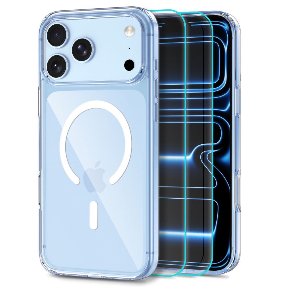Tech-Protect iPhone 18 Pro / 17 Pro FlexAir Hybrid Cover m. 2 stk. Skærmbeskyttelse - MagSafe Kompatibel - Gennemsigtig