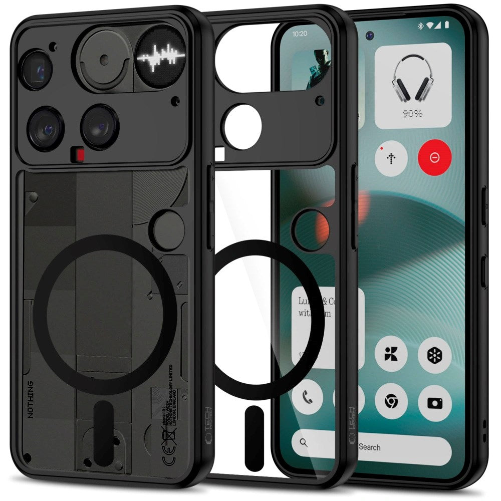 Tech-Protect - Nothing Phone (3) MagMat Hybrid Cover - MagSafe Kompatibel - Gennemsigtig / Sort