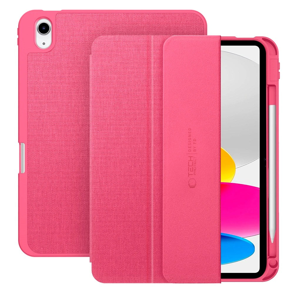 Tech-Protect - iPad 11" (2025) / 10.9" (2024 / 2022) - Canvas Flip Cover m. Pen Holder - Lyserød