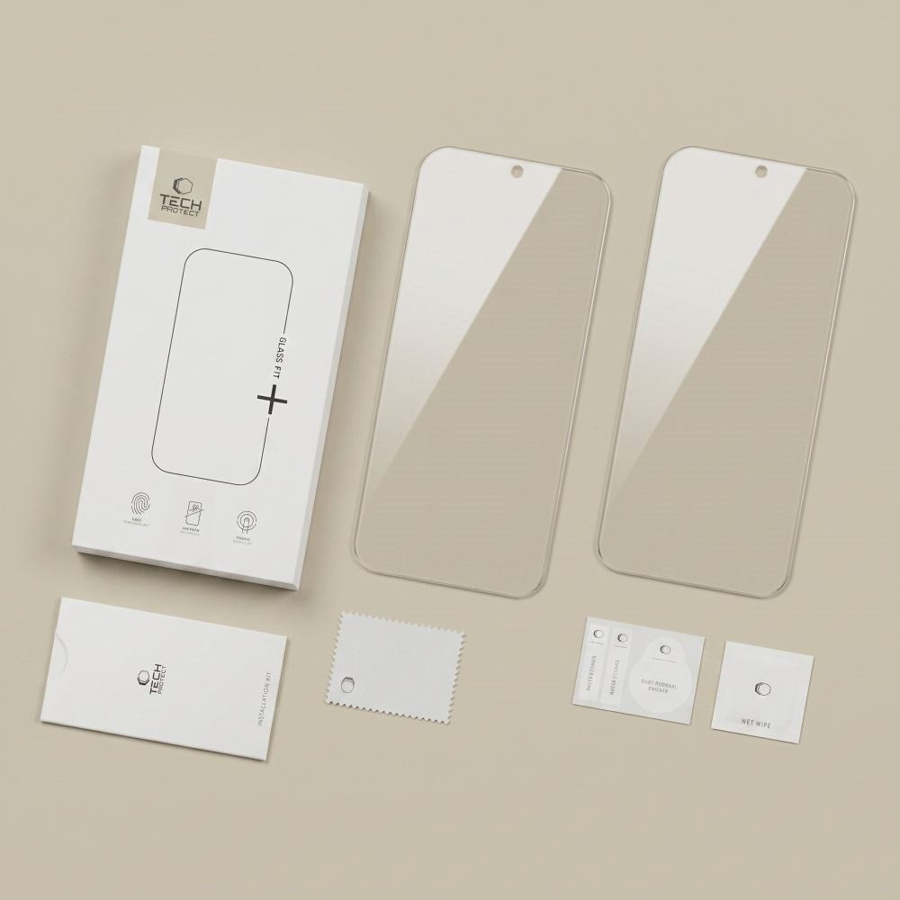 Google Pixel 11 Pro / 11 / 10 Pro / 10 / 9 Pro / 9 Tech-Protect Glass Fit+ Hærdet Skærmbeskyttelsesglas - 2 stk - Gennemsigtig