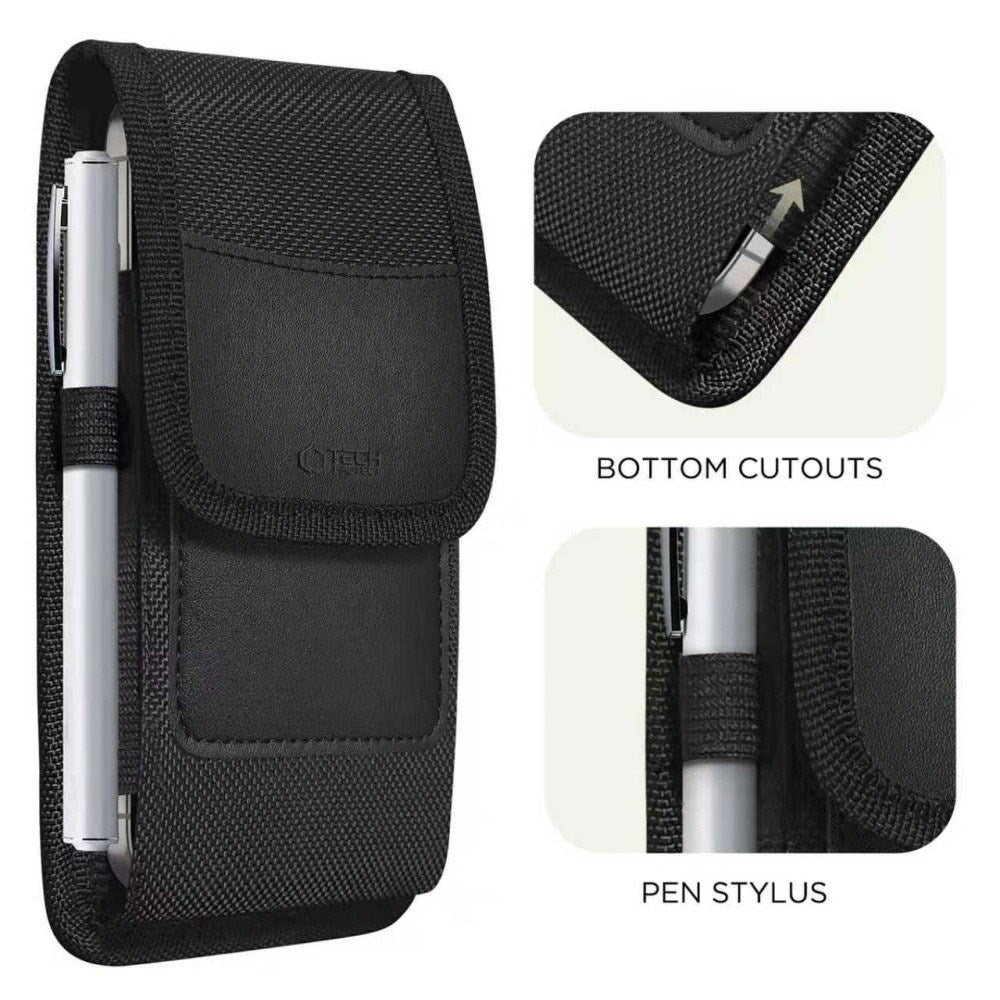 Tech-Protect Universal Nylon Etui - Mål (17.7 x 9.1 x 2.4 cm) - Sort
