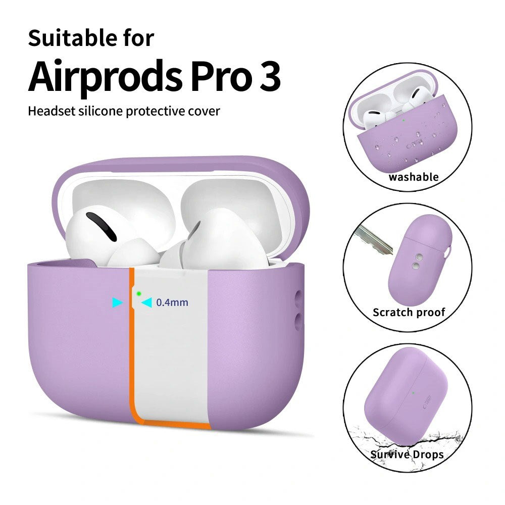 Apple AirPods Pro (3. Gen) Tech-Protect Silikone Case m. Strop - Lilla
