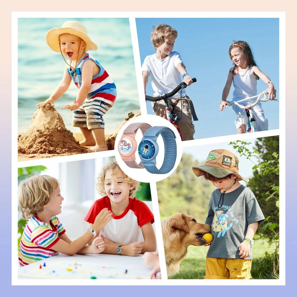 Apple Airtag Rem til Børn - Tech-Protect Nylon - Blå / Astronaut