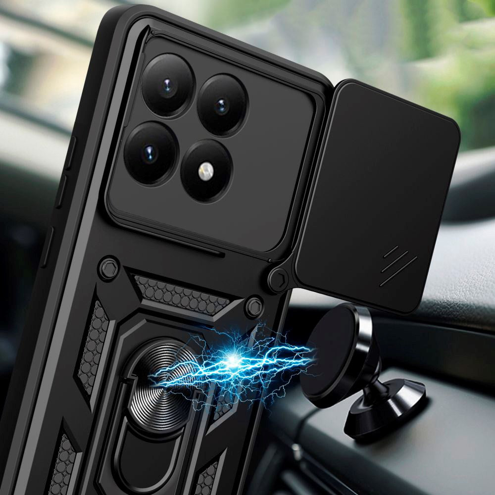 Xiaomi 15T Camshield m. Magnetisk Fingerring & Ståfunktion - Sort