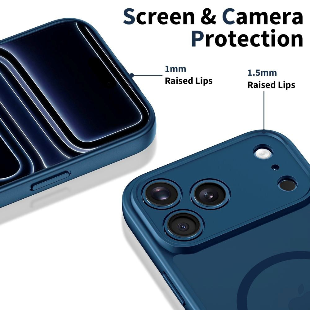 Tech-Protect iPhone 17 Pro BasicMag Hybrid Bagside Cover - MagSafe Kompatibel - Mat Blå