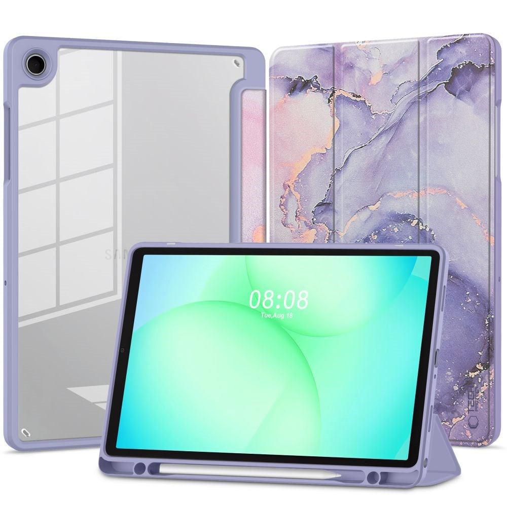 Tech-Protect SC Pen Hybrid Samsung Galaxy Tab A11+ (Plus) / A9+ (Plus) Flip Tablet Cover m. Stylus Holder - Lilla Marble / Gennemsigtig