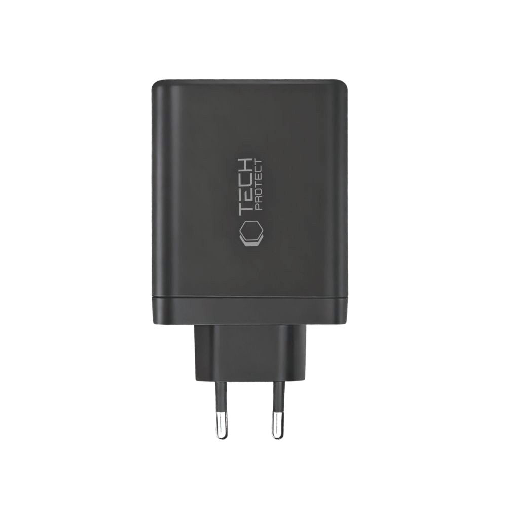 Tech-Protect Vægoplader m. 1 x USB-A & 3 x USB-C - 140W - Sort